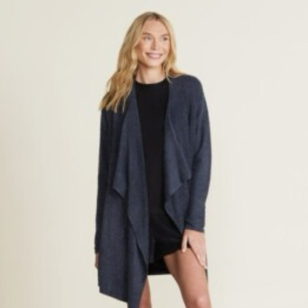 Barefoot Dreams Cozychic Lite Island Wrap Cardigan navy Indigo Sweater blanket